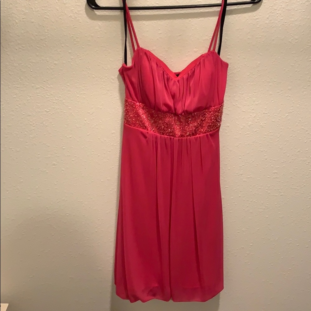 Pink dress with pink sequins and beading detail